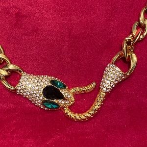 18k Gold Plated Pave Snake Toggle Necklace